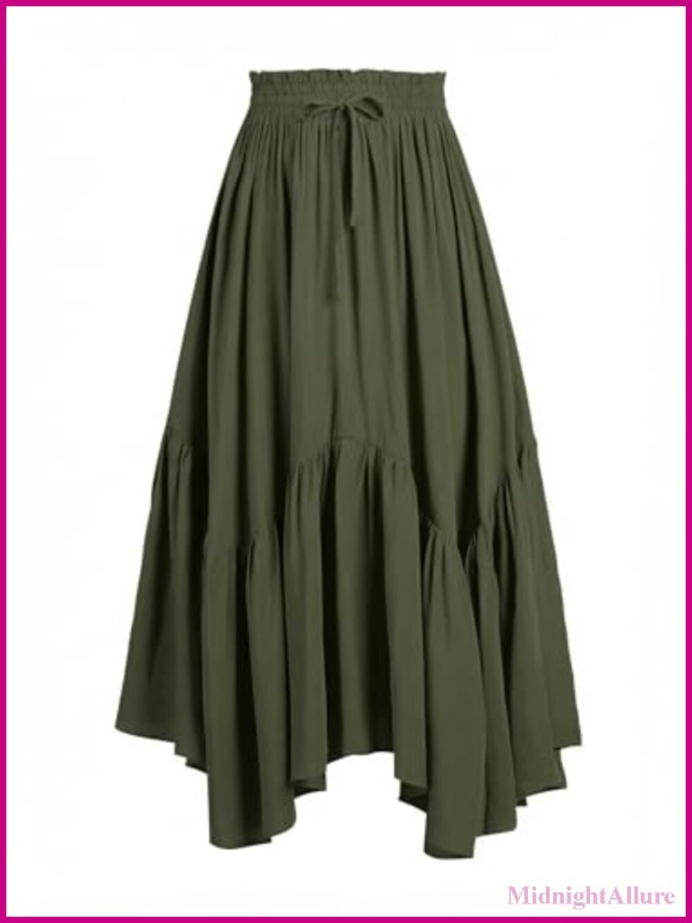 Boho Renaissance Maxi Skirt with Pockets, Drawstring Waist, Tiered Ruffle,
